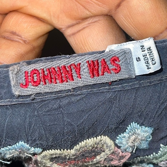 Johnny Was Navy Embroidered Top - Picture 7 of 9